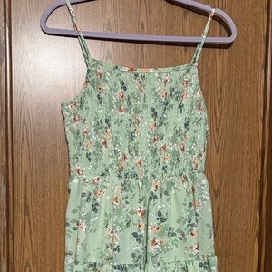 Floral Smocked Midi Dress in Light Green